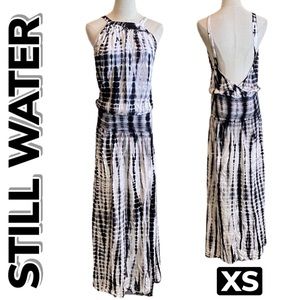 STILL WATER Tie-Dye Front Slit Maxi Dress (XS)
